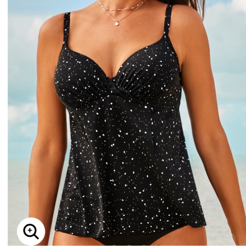 New Bra Size 40 G Cup Underwire Faux Flyaway Tankini Top Swimsuits For All black